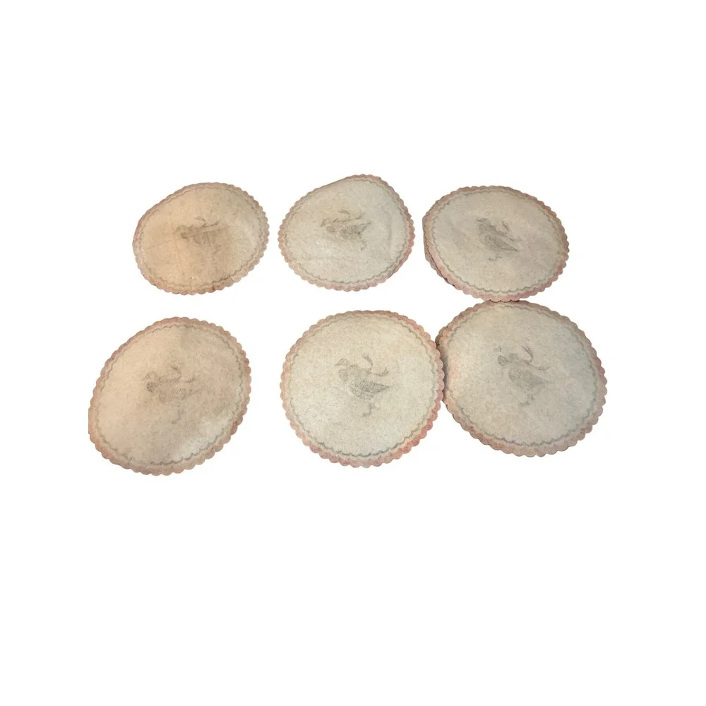 Vintage Canada Goose Felt Coasters Set of 6 Red Green Scalloped Edge 6 Inch
